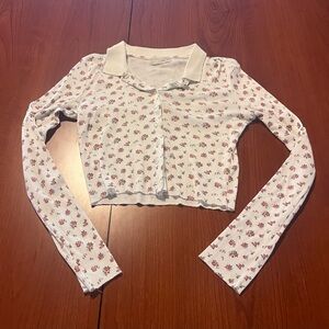 Floral Long Sleeve Top - White and Pink